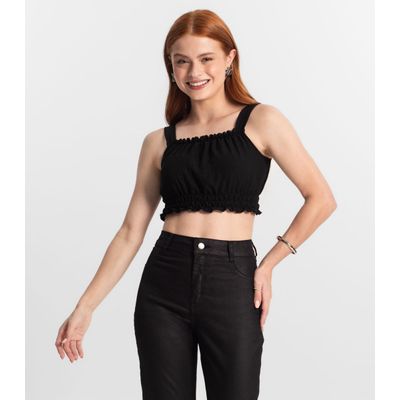 Blusa De Alça Juvenil Feminina Minty Preto 12 / Preto