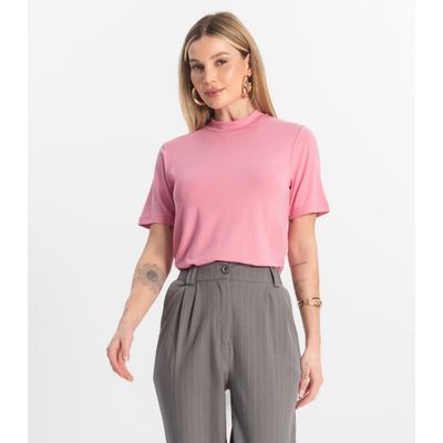Blusa Feminina Básica em Malha Visco Rovitex Rosa M / Rosa