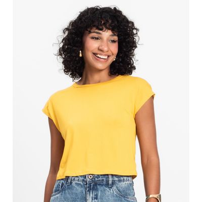 Blusa Básica Feminina Viscotorcion Rovitex Amarelo GG / Amarelo