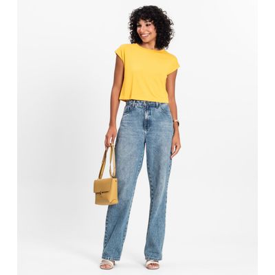 Blusa Básica Feminina Viscotorcion Rovitex Amarelo GG / Amarelo