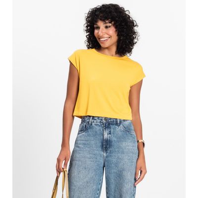 Blusa Básica Feminina Viscotorcion Rovitex Amarelo GG / Amarelo