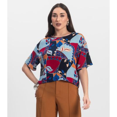 Blusa Feminina Estampada Infinita Cor Azul G / Azul