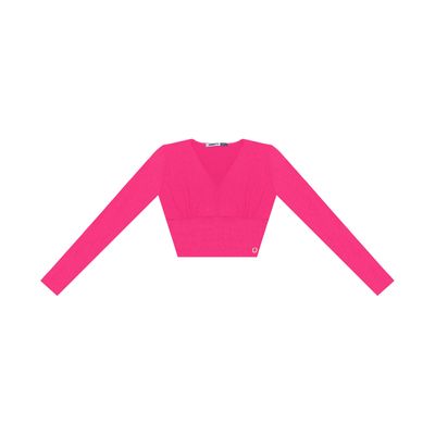 Blusa Cropped Juvenil Manga Longa Minty Rosa 12 / Rosa