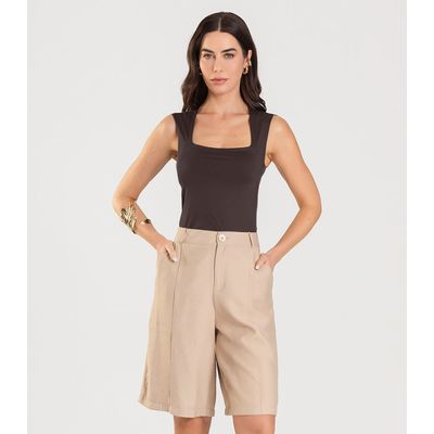 Blusa Feminina Com Decote Quadrado Dianna Marrom GG / Marrom
