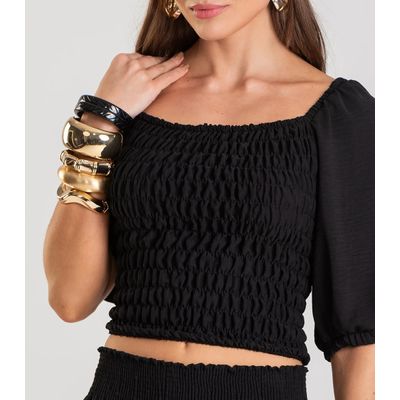 Blusa Feminina Com Lastex Dianna Preto PP / Preto