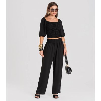 Blusa Feminina Com Lastex Dianna Preto G / Preto