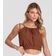 Blusa Cropped Feminina De Alça Em Viscose Dianna Marrom G / Marrom