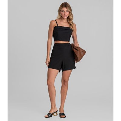Blusa Cropped Feminina De Alça Regulável Dianna Preto G / Preto