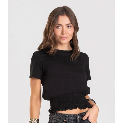 Blusa Feminina Com Lastex Dianna Preto GG / Preto