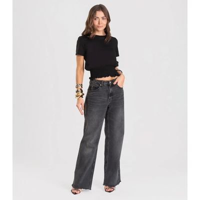 Blusa Feminina Com Lastex Dianna Preto GG / Preto