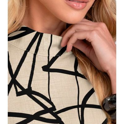 Blusa Feminina em Tecido Estampado Dianna Bege GG / Bege