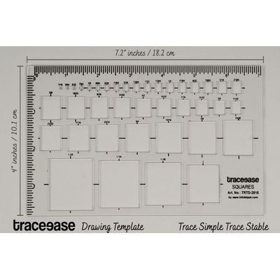 Stencil Retangular 1 Peça com 39 Quadrados para Inlay Geométrico, 18,3 cm x 10,2 cm, Régua de Medição DIY, Espessura 1,6 mm - Traceease Amarelo