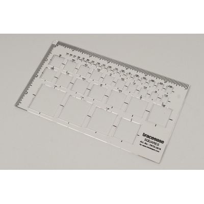 Stencil Retangular 1 Peça com 39 Quadrados para Inlay Geométrico, 18,3 cm x 10,2 cm, Régua de Medição DIY, Espessura 1,6 mm - Traceease Amarelo