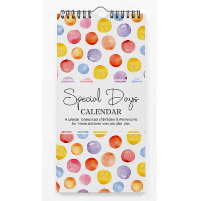 Calendário Perpétuo Poás para Parede - Lembrete de Aniversário e Eventos Especiais, Caderno/Planner/Organizador/Cartão Presente - Inkdotpot 27,94 Cm × 13,72 Cm / Multicolorido