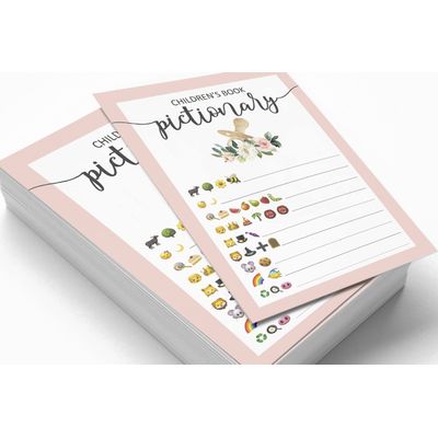Pacote com 50 Coleção Chá de Bebê Feminino Pictionary de Livros Infantis, Jogos, Atividades, Decorações e Suprimentos Unicórnio - Inkdotpot 12,7 Cm × 17,78 Cm / Branco