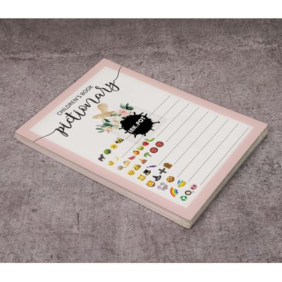 Pacote com 50 Coleção Chá de Bebê Feminino Pictionary de Livros Infantis, Jogos, Atividades, Decorações e Suprimentos Unicórnio - Inkdotpot 12,7 Cm × 17,78 Cm / Branco