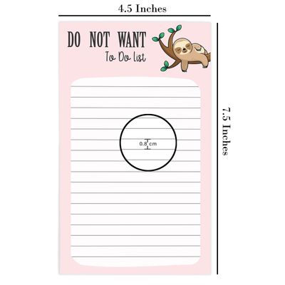 Bloco de Anotações Planejador Diário Sem Data, Lista de Tarefas Destacável, 11,5 x 19 cm (50 Folhas) - Inkdotpot 19,05 Cm × 11,43 Cm / Rosa