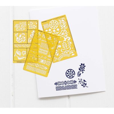 Traceease 5 Peças Moldes de Desenho Florais Multi-Padrão para Scrapbooking, Design, Artesanato DIY e Materiais de Arte - IBA Crafts Amarelo