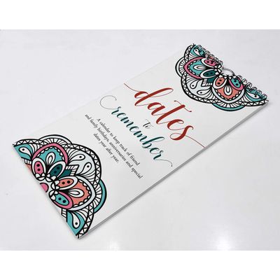 Calendário Perpétuo Mandala para Aniversários e Datas Especiais - Parede/Livro/Agenda/Papelaria/Cartão-Presente/Organizador - Inkdotpot 27,94 Cm × 13,72 Cm / Multicolorido