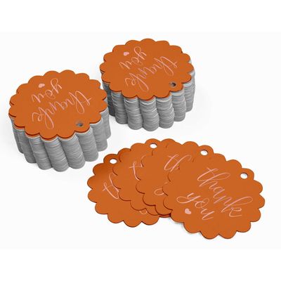 Etiquetas Pendentes Metalizadas 'Obrigado' para Lembrancinhas de Garrafas de Chá de Noiva - Inkdotpot 100 Etiquetas Metalizadas / Laranja - Ouro Rosé