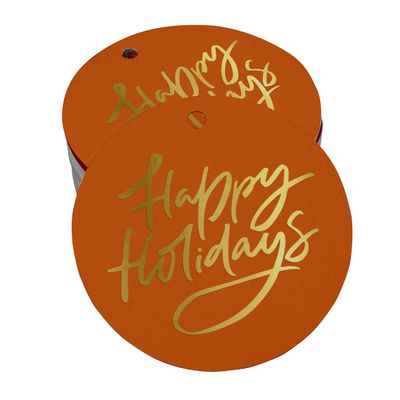 Etiquetas de Papel para Lembrancinhas 'Boas Festas' Pendentes em Metalizado para Artesanato - Inkdotpot 100 Etiquetas Metalizadas / Laranja - Dourado