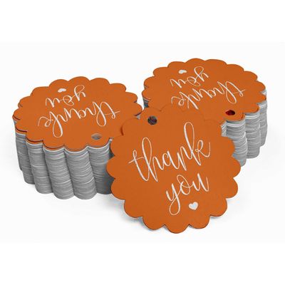 Etiquetas Pendentes Metalizadas 'Obrigado' para Lembrancinhas de Garrafas de Chá de Noiva - Inkdotpot 100 Etiquetas Metalizadas / Laranja - Prata