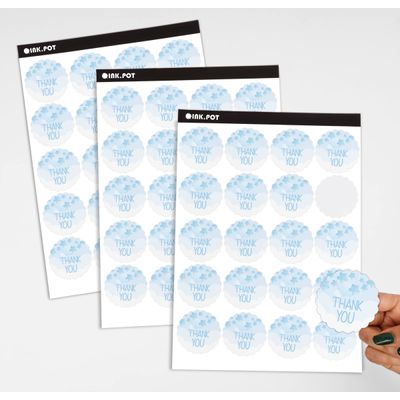Pacote com 100 Adesivos para Chá Revelação/Chá Bebê - Etiquetas de Agradecimento, Elefante 5 cm Menina/Menino, Selos Envelope - Inkdotpot 5,08 Cm / Branco
