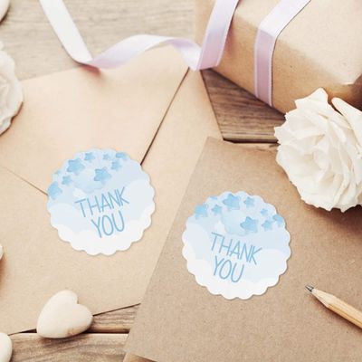 Pacote com 100 Adesivos para Chá Revelação/Chá Bebê - Etiquetas de Agradecimento, Elefante 5 cm Menina/Menino, Selos Envelope - Inkdotpot 5,08 Cm / Branco