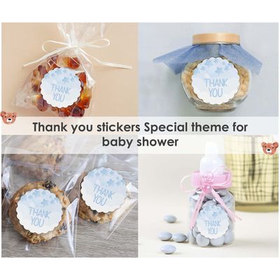 Pacote com 100 Adesivos para Chá Revelação/Chá Bebê - Etiquetas de Agradecimento, Elefante 5 cm Menina/Menino, Selos Envelope - Inkdotpot 5,08 Cm / Branco