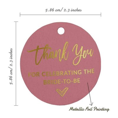 Etiqueta de Papel Metalizada para Pendurar 'Obrigada por Celebrar a Noiva' para Lembrancinha de Chá de Noiva - Inkdotpot 100 Etiquetas Metalizadas / Rosa - Ouro Rosé