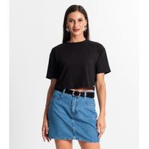 Blusa Cropped Manga Curta Rovitex Preto