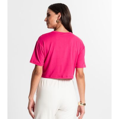Blusa Cropped Manga Curta Rovitex Rosa GG / Rosa