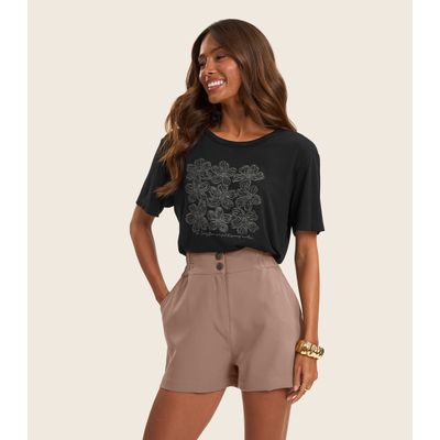 Blusa Feminina em Visco Tricot Rovitex Preto M / Preto