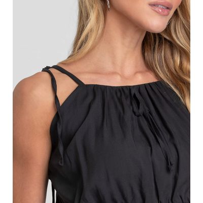 Blusa Cropped Feminina De Alça Em Viscose Dianna Preto GG / Preto