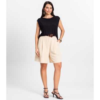 Blusa Feminina em Visco Creponada Rovitex Preto G / Preto