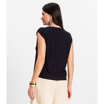 Blusa Feminina em Visco Creponada Rovitex Preto GG / Preto