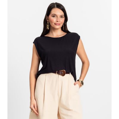Blusa Feminina em Visco Creponada Rovitex Preto GG / Preto
