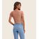 Blusa Cropped Ribana Básica Rovitex Marrom P / Marrom