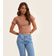 Blusa Cropped Ribana Básica Rovitex Marrom M / Marrom