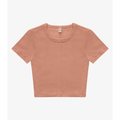 Blusa Cropped Ribana Básica Rovitex Marrom M / Marrom