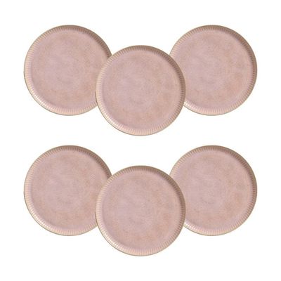Conjunto de Pratos Rasos Porto Brasil Linhas Litchi 6 Peças Rosa