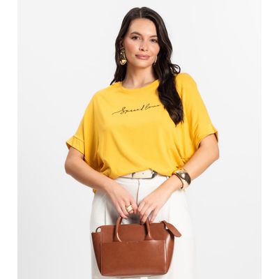 Blusa Feminina em Viscotorcion Rovitex Amarelo G / Amarelo