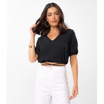 Blusa Cropped Feminina Decote V Rovitex Preto