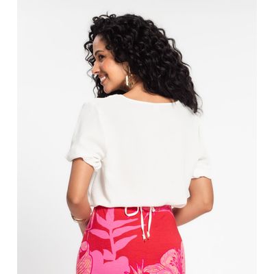 Blusa Cropped Feminina Decote V Rovitex Bege G / Bege