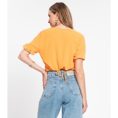Blusa Cropped Feminina Decote V Rovitex Marrom P / Marrom