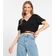 Blusa Cropped Feminina Decote V Rovitex Preto G / Preto