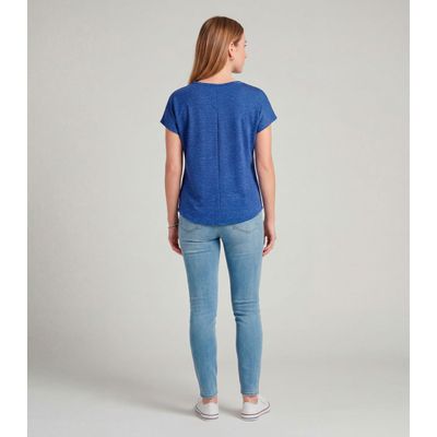 Blusa Feminina Básica Manga Curta Infinita Cor Azul M / Azul