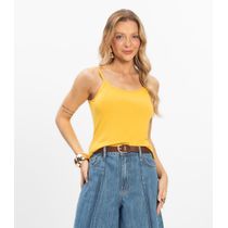 Blusa de Alça Feminina Viscotorcion Básica Rovitex Amarelo