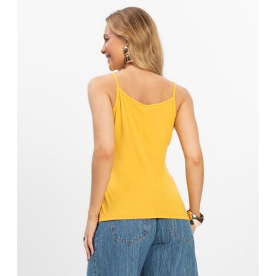 Blusa de Alça Feminina Viscotorcion Básica Rovitex Amarelo M / Amarelo