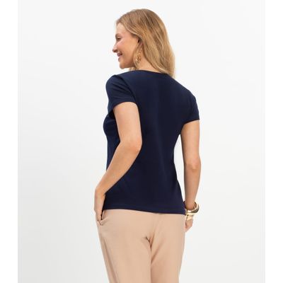 Blusa Feminina Cotton Leve Básica Rovitex Azul G / Azul